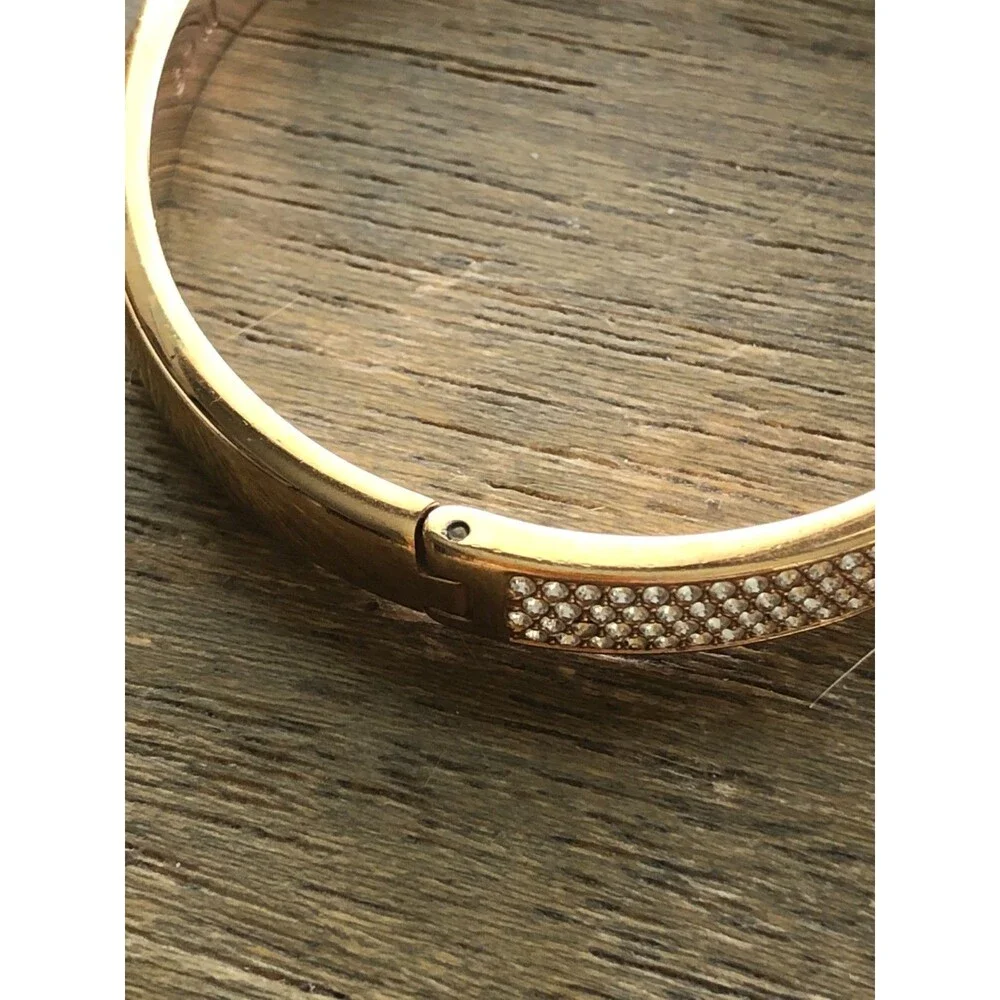 Swarovski Distinct Narrow Bangle Rose Gold Crystal Pave Buckle Bracelet  5152481